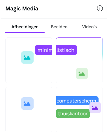 Magic Media AI-gegenereerde resultaten in Canva