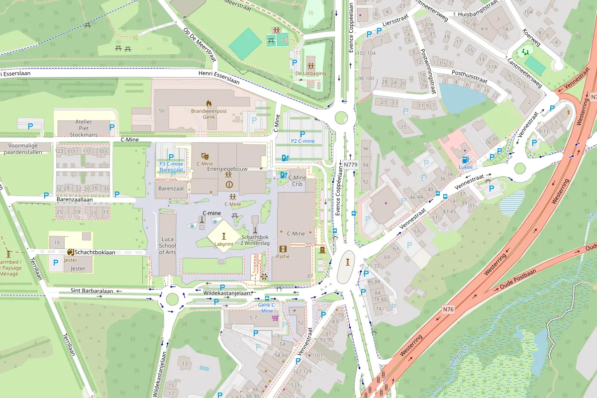 Stratenkaart met de locatie van PodaLink op C-Mine 12 in Genk