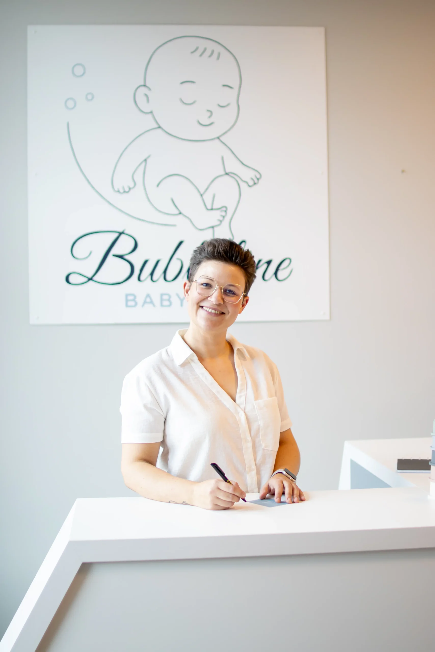 Astrid, eigenares van Bubbeline Baby Spa in Genk