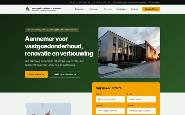 Website Vastgoedonderhoud Lemmens